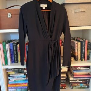 Vintage PSI Navy Blue 100% Silk Dress (Size: 2)